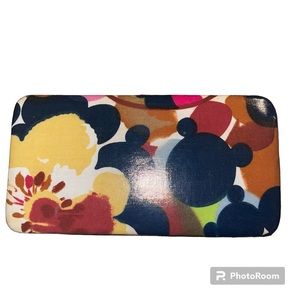 Vintage Hato Hasi Hardshell floral, gold & navy inside wallet